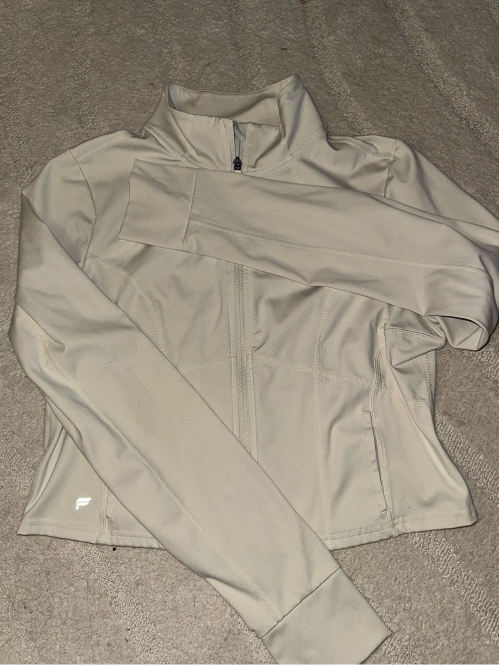 Fabletics Light Cream Full‑Zip Utility Jacket
